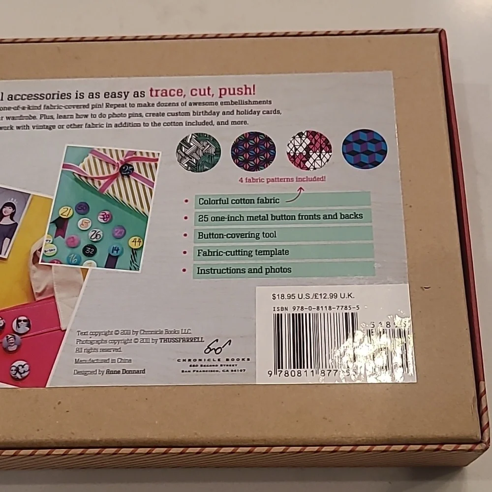 The Button Factory Fabric Pin Craft Box